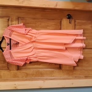 NWT Torrid Coral Chiffon Clipdot Surplice Babydoll HI Low Blouse Size 2X